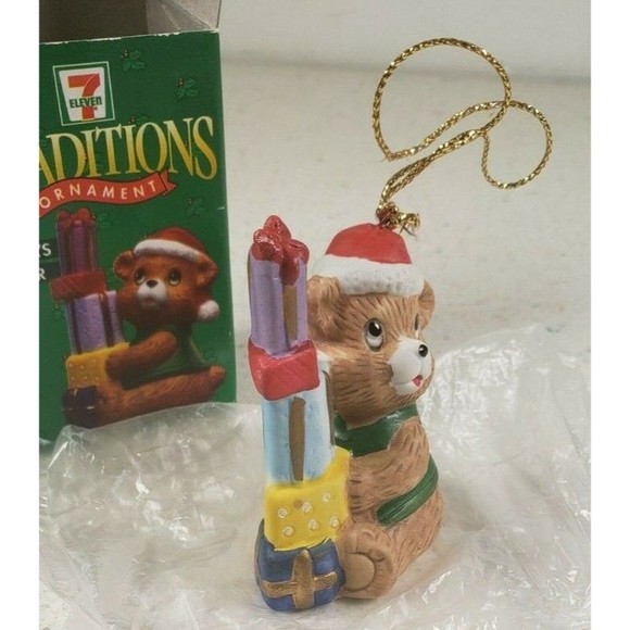7 Eleven Citgo 1997 Traditions Christmas Ornament  SANTA'S HELPER Teddy Bear NIB - Picture 9 of 10